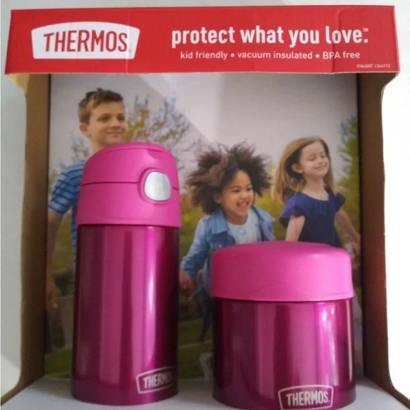 Thermos Pink Vacuum Insulated Food Storage & Hot-Cold beverages Set - Picture 1 of 2